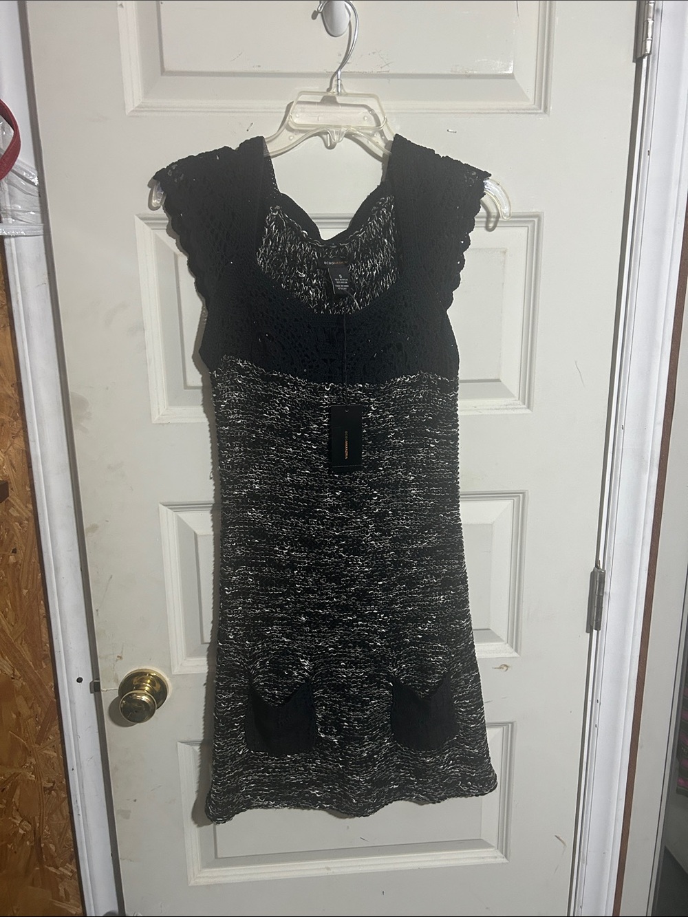 BCBGMaxAzria Black and Gray Knit Midi Dress